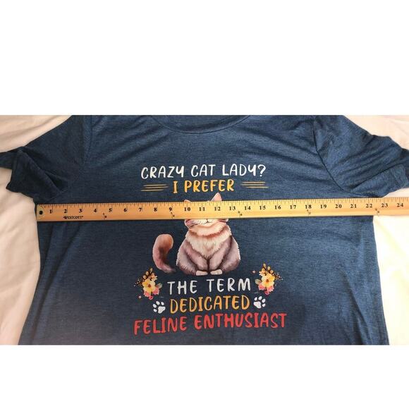Crazy Cat Lady Shirt Size 3XL Blue Short Sleeve Dedicated Feline Enthusiast Tee - Picture 3 of 5